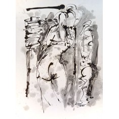 Wasi Haider, 15 x 21 inch, Oil On Paper, Figurative Painting, AC-WH-052